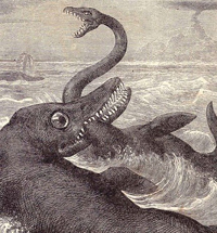 1892 'Battle Between Antediluvian Monsters' - Weird Victorian Steel Engraving x 200